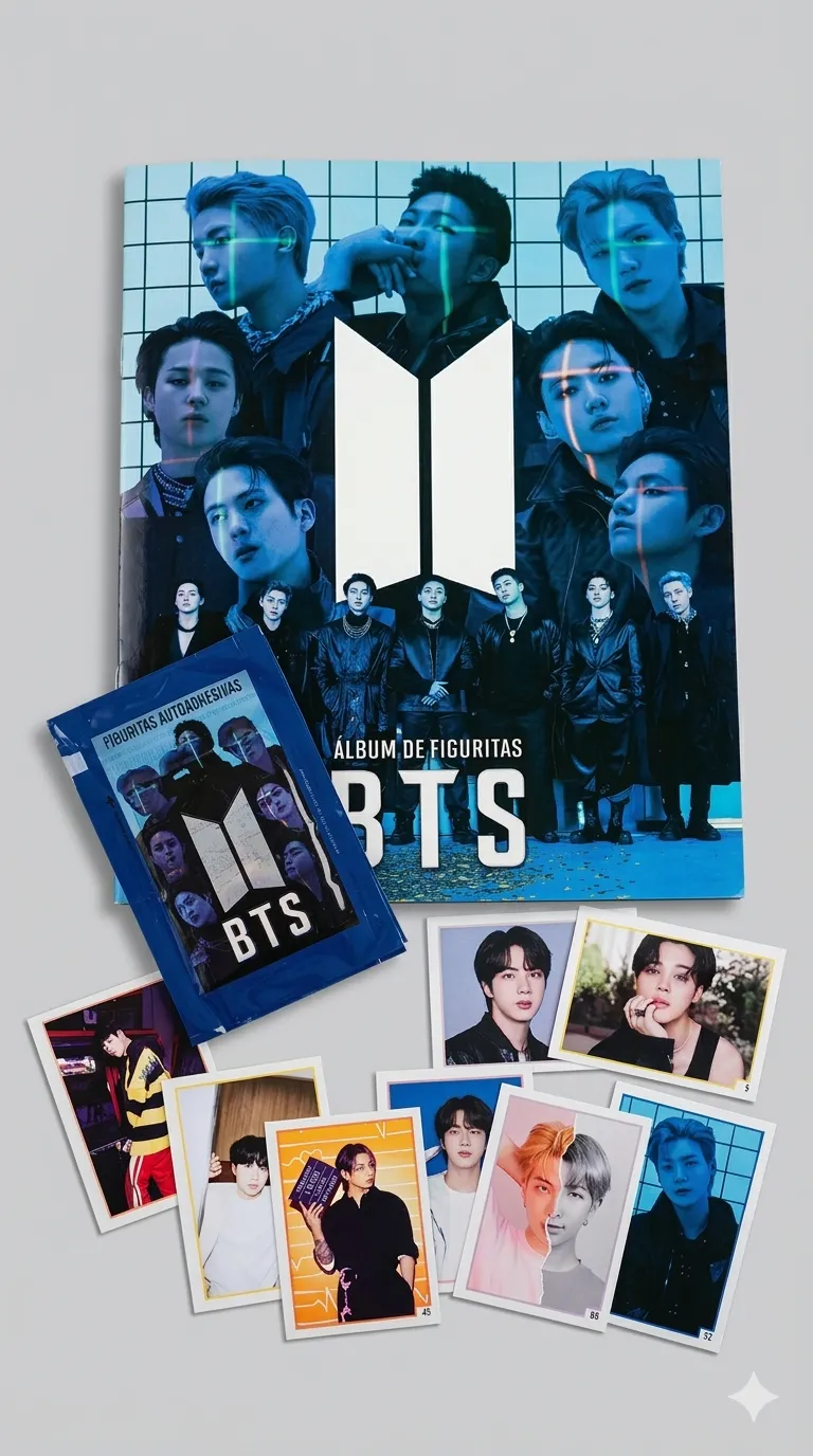 Álbum BTS + 20 sobres de figuritas - Combo para avanzar la colección K-Pop - imagen 1
