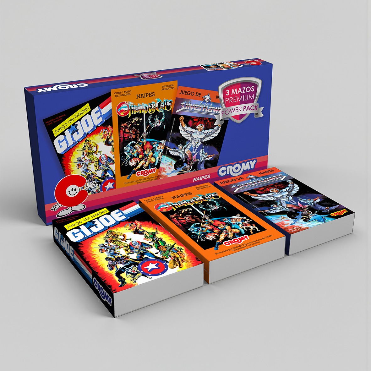 ​Pack 3 Mazos Naipes Cromy Power Pack: Thundercats, G.I. Joe y SilverHawks Retro - imagen 1