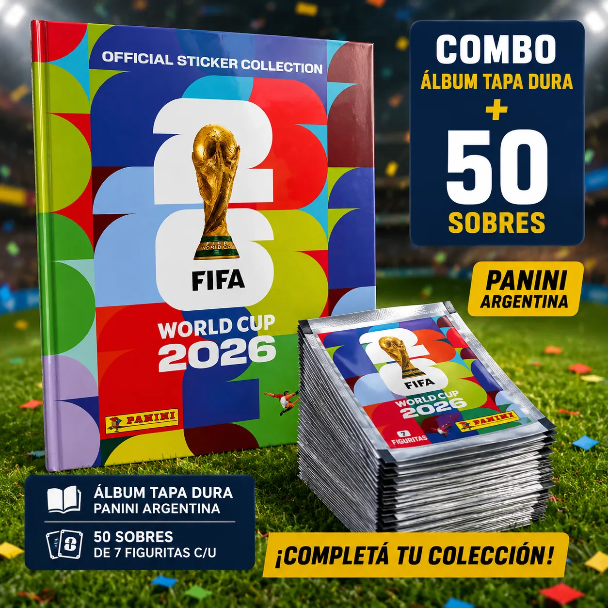 Álbum Panini Mundial FIFA 2026 Tapa Dura + 50 Sobres | Panini Argentina - imagen 1
