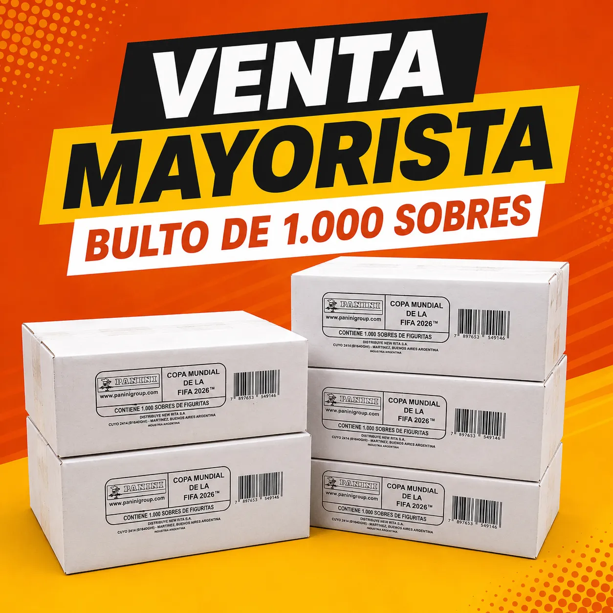 Bulto Mayorista Panini Argentina: Caja de 1.000 Sobres - imagen 1