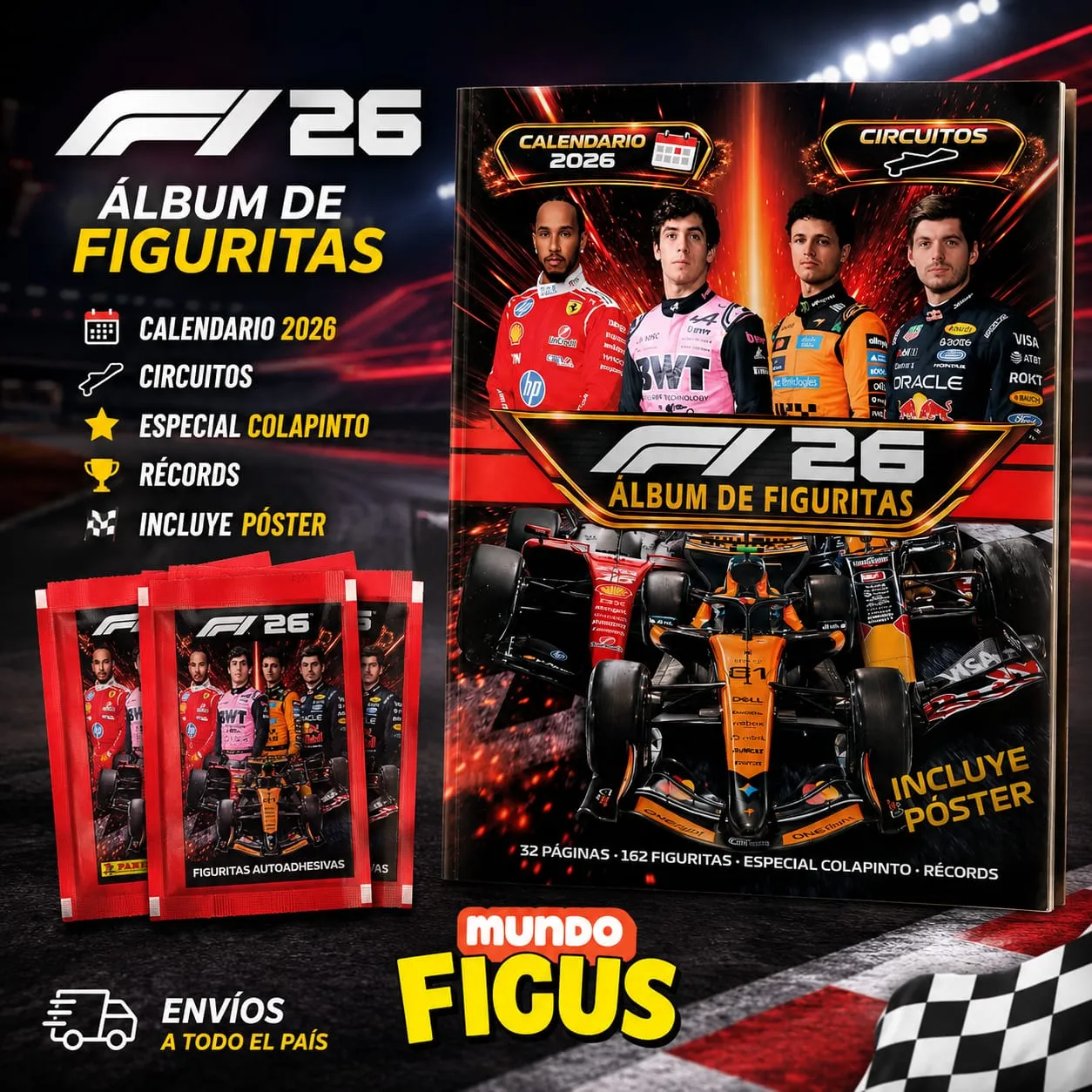 Combo Álbum + 20 Sobres de Figuritas Fórmula 1 2026 - imagen 1