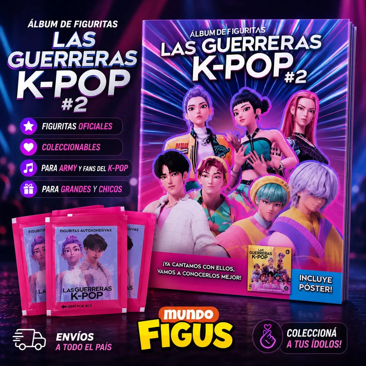 Combo Álbum + 33 Sobres de Figuritas – Guerreras K-Pop 2 - imagen 1