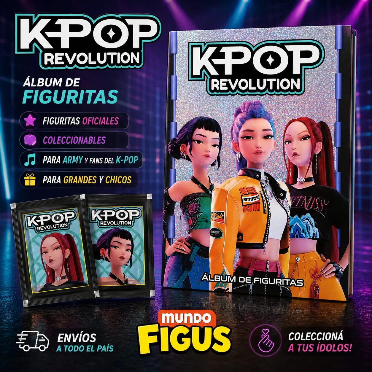 Combo Álbum + 50 Sobres de Figuritas – Guerreras K-Pop Revolution - imagen 1