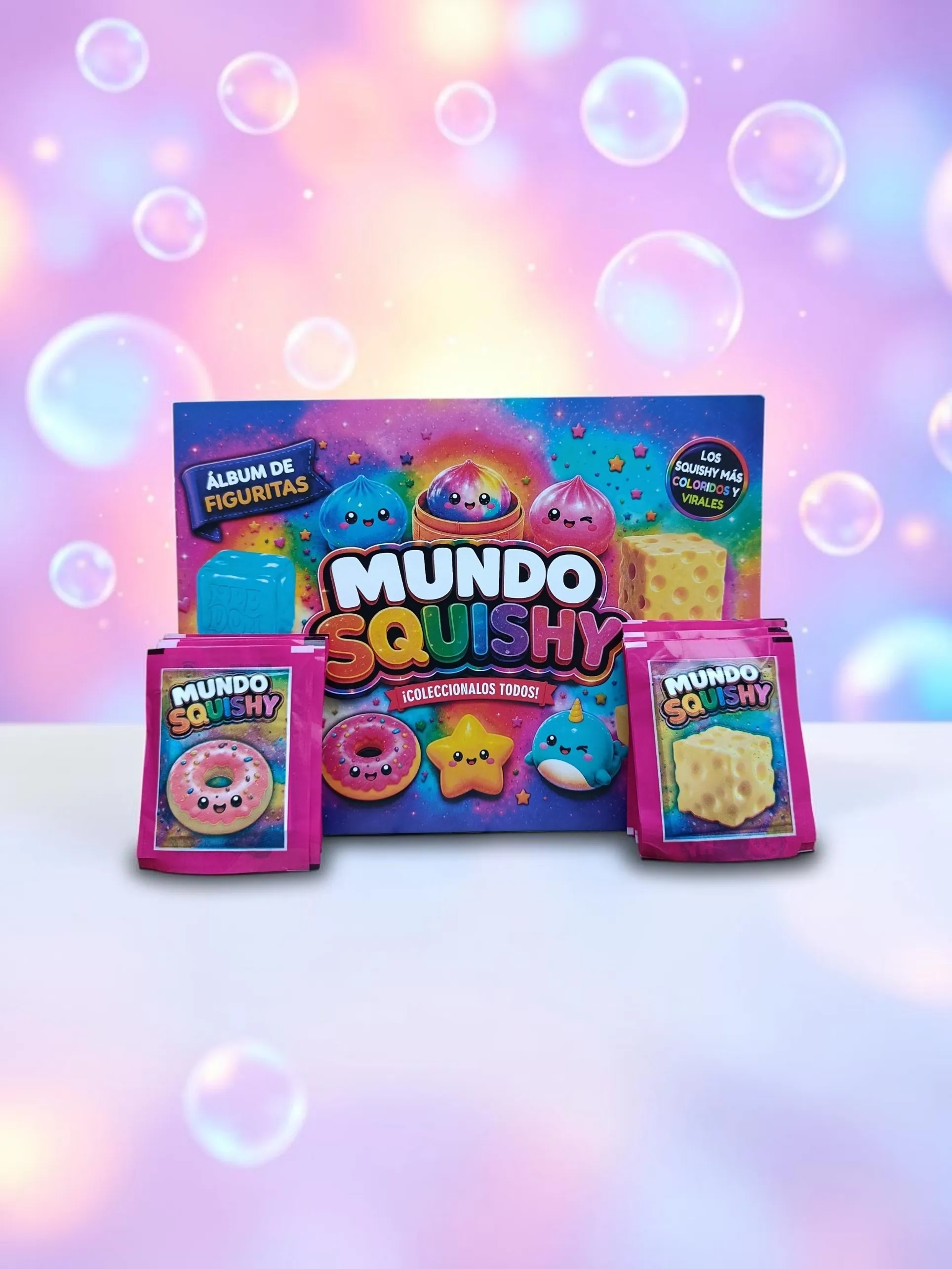 Combo Álbum + 50 Sobres de Figuritas Mundo Squishy - imagen 1
