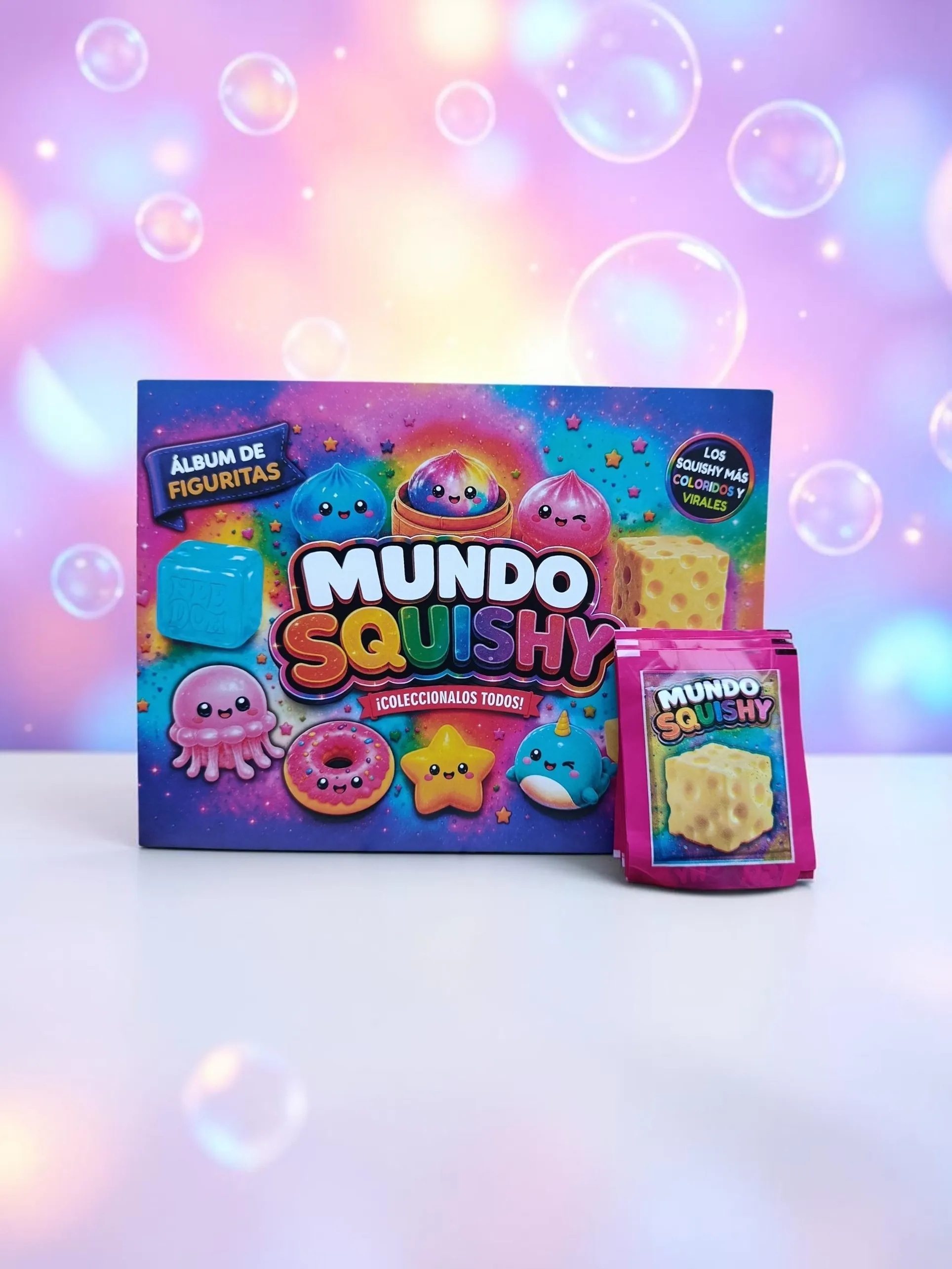 Combo Álbum + 20 Sobres de Figuritas Mundo Squishy - imagen 1